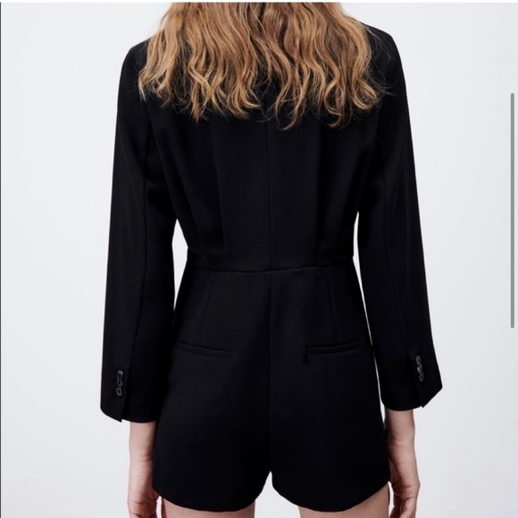 2/$30 Zara Black Pleated Long Sleeve Romper Size Small - Picture 5 of 13